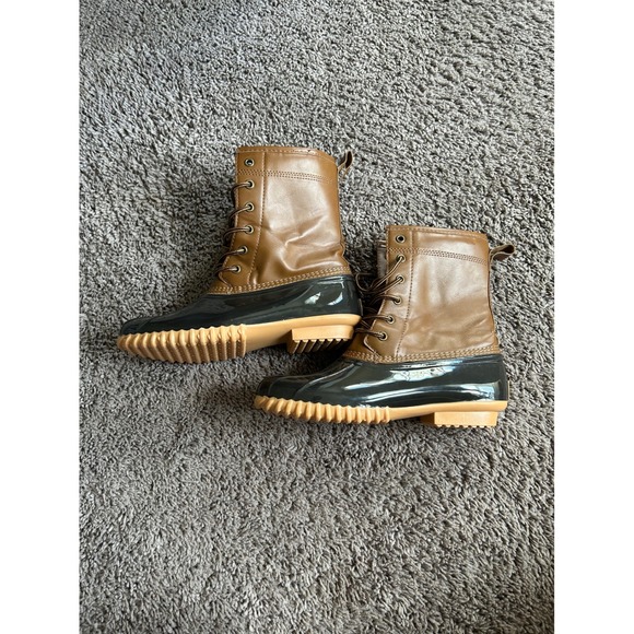 Sporto Duck Boots Women's 8.5M Brown Tan Black Waterproof Winter Rain Boots - Picture 1 of 5